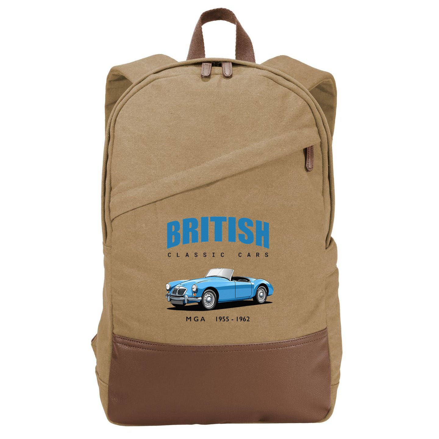 British Classic Sports Cars MG MGA Cotton Canvas Backpack