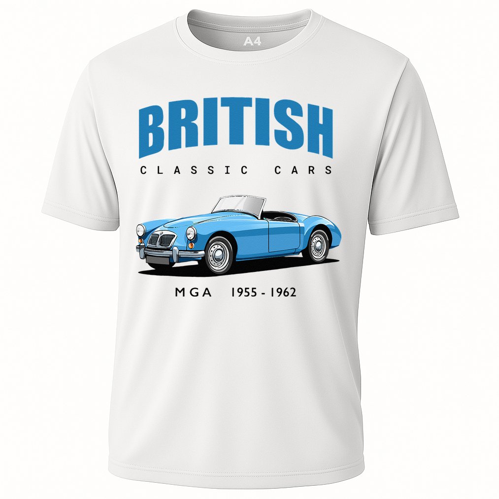British Classic Sports Cars MG MGA Cooling Performance Crew T-Shirt