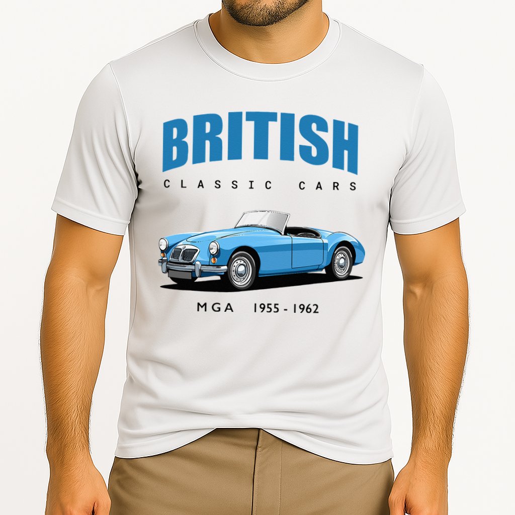 British Classic Sports Cars MG MGA Cooling Performance Crew T-Shirt