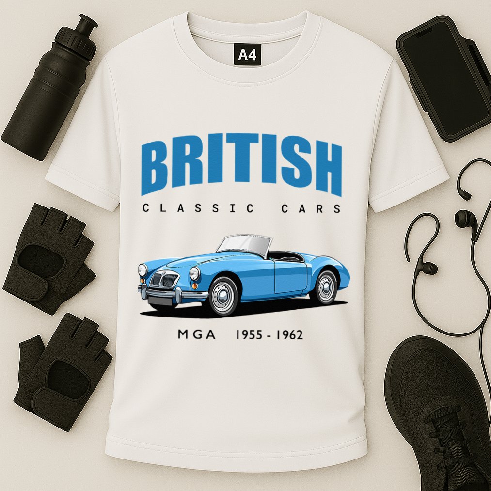 British Classic Sports Cars MG MGA Cooling Performance Crew T-Shirt