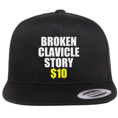 Broken Clavicle Story $10 Humorous Broken Bone Funny Flat Bill Trucker Hat