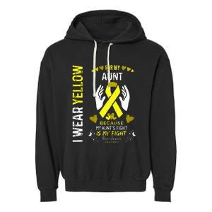 Bone Cancer Survivor Support I Wear Yellow For My Aunt Garment-Dyed Fleece Hoodie