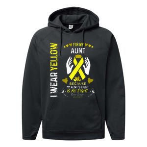 Bone Cancer Survivor Support I Wear Yellow For My Aunt Performance Fleece Hoodie