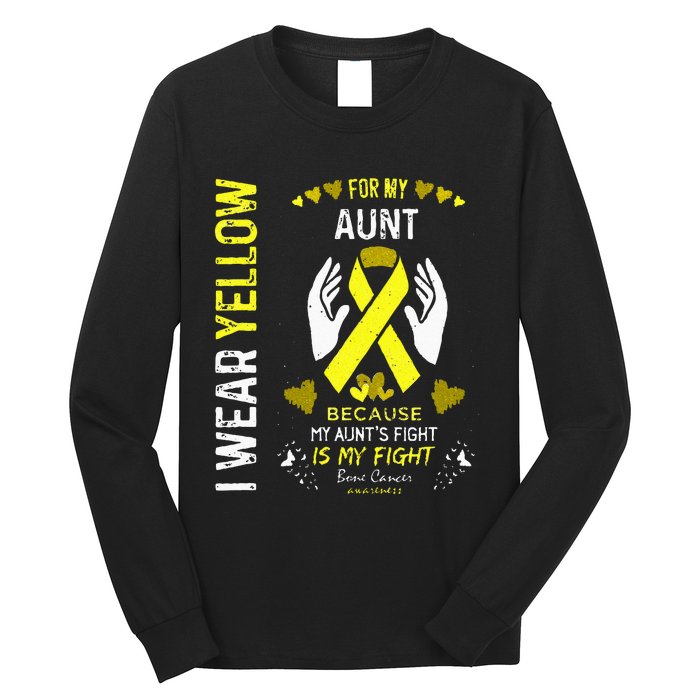 Bone Cancer Survivor Support I Wear Yellow For My Aunt Long Sleeve Shirt