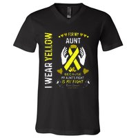 Bone Cancer Survivor Support I Wear Yellow For My Aunt V-Neck T-Shirt