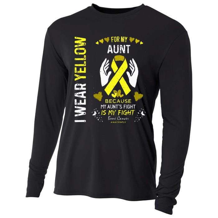 Bone Cancer Survivor Support I Wear Yellow For My Aunt Cooling Performance Long Sleeve Crew