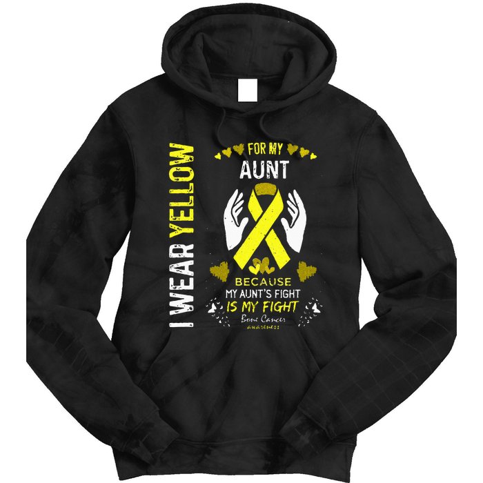 Bone Cancer Survivor Support I Wear Yellow For My Aunt Tie Dye Hoodie