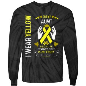 Bone Cancer Survivor Support I Wear Yellow For My Aunt Tie-Dye Long Sleeve Shirt