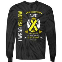 Bone Cancer Survivor Support I Wear Yellow For My Aunt Tie-Dye Long Sleeve Shirt