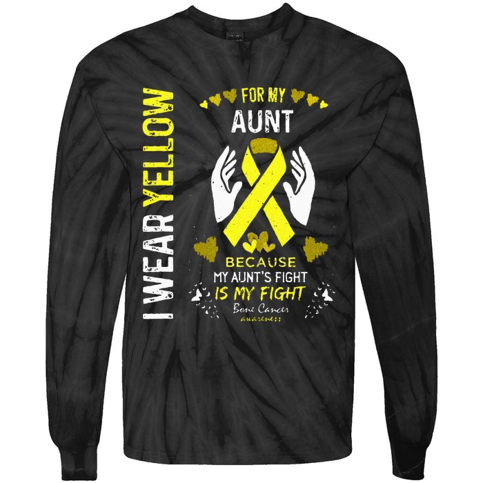 Bone Cancer Survivor Support I Wear Yellow For My Aunt Tie-Dye Long Sleeve Shirt