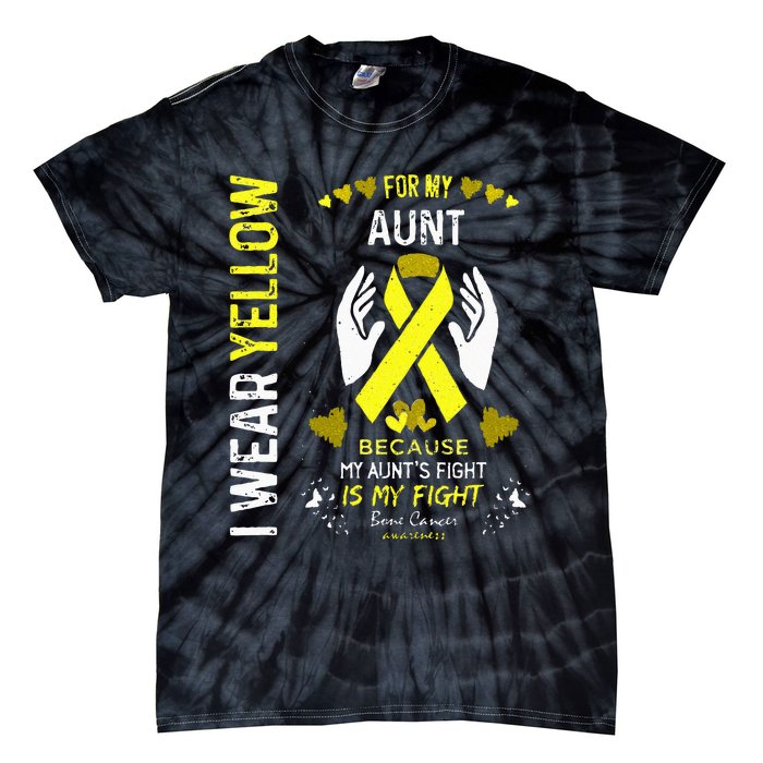 Bone Cancer Survivor Support I Wear Yellow For My Aunt Tie-Dye T-Shirt