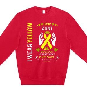 Bone Cancer Survivor Support I Wear Yellow For My Aunt Premium Crewneck Sweatshirt