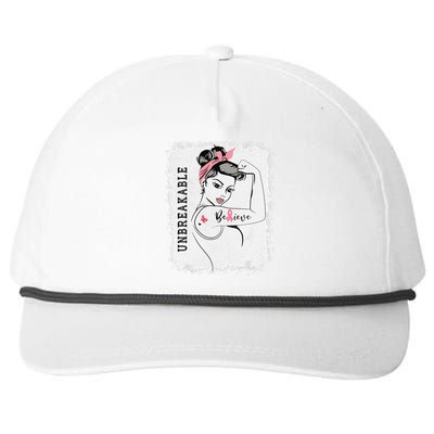 Breast Cancer Survivor October Pink Unbreakable Strong Woman Snapback Five-Panel Rope Hat