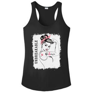 Breast Cancer Survivor October Pink Unbreakable Strong Woman Ladies PosiCharge Competitor Racerback Tank