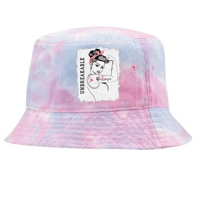 Breast Cancer Survivor October Pink Unbreakable Strong Woman Tie-Dyed Bucket Hat