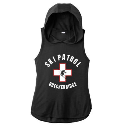 Breckenridge Colorado Ski Patrol Gift Ladies PosiCharge Tri-Blend Wicking Draft Hoodie Tank