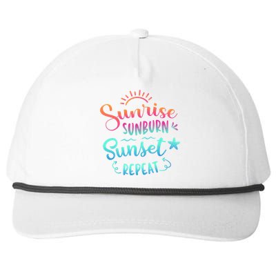 Beach Camping Sunrise Sunburn Sunset Repeat Summer Vacation Snapback Five-Panel Rope Hat