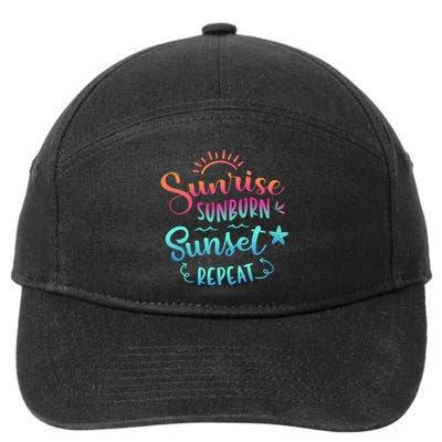 Beach Camping Sunrise Sunburn Sunset Repeat Summer Vacation 7-Panel Snapback Hat