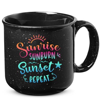Beach Camping Sunrise Sunburn Sunset Repeat Summer Vacation 15oz Campfire Ceramic Mug