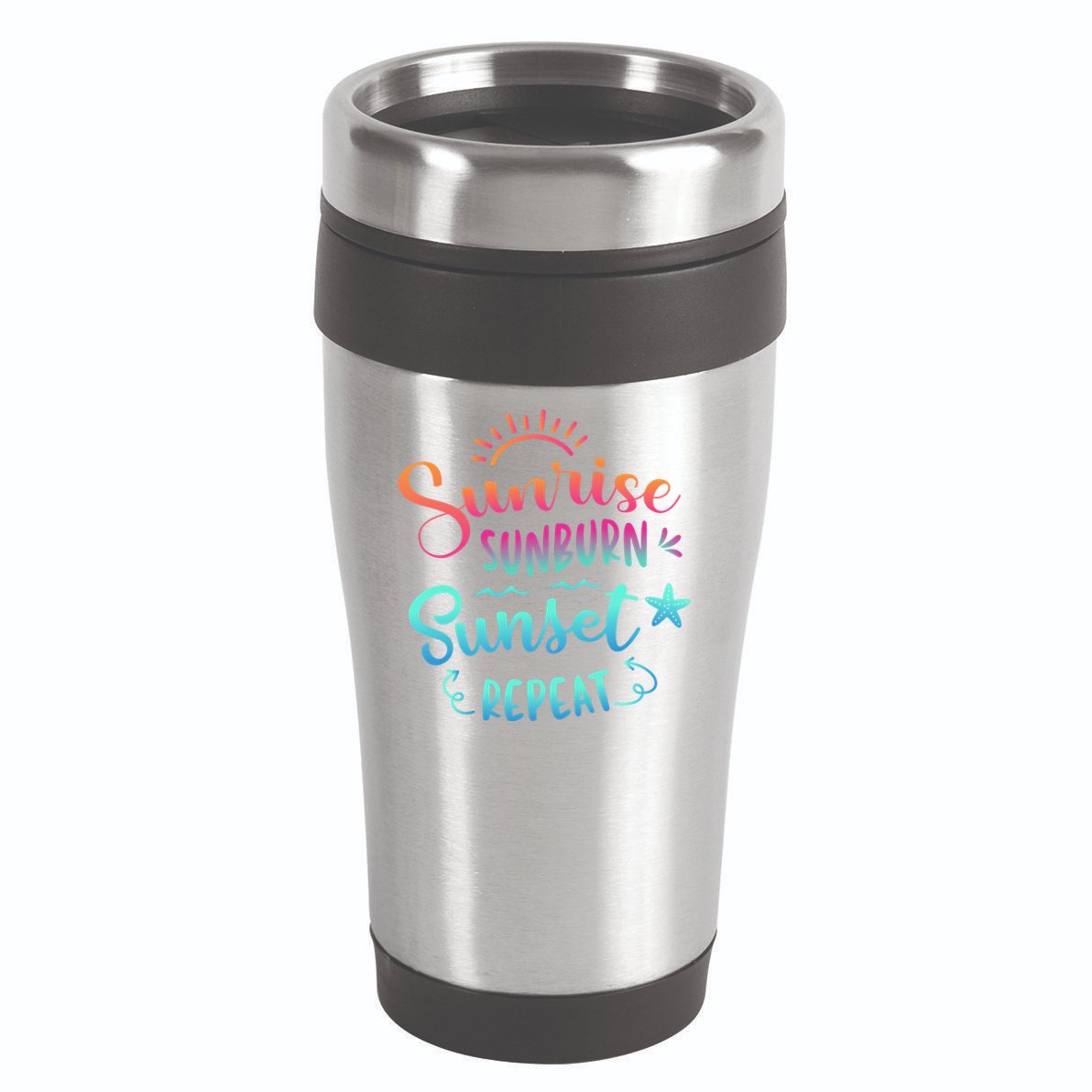 Beach Camping Sunrise Sunburn Sunset Repeat Summer Vacation 16oz Travel Tumbler