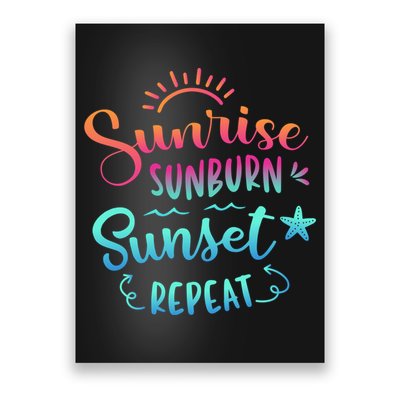 Beach Camping Sunrise Sunburn Sunset Repeat Summer Vacation Poster