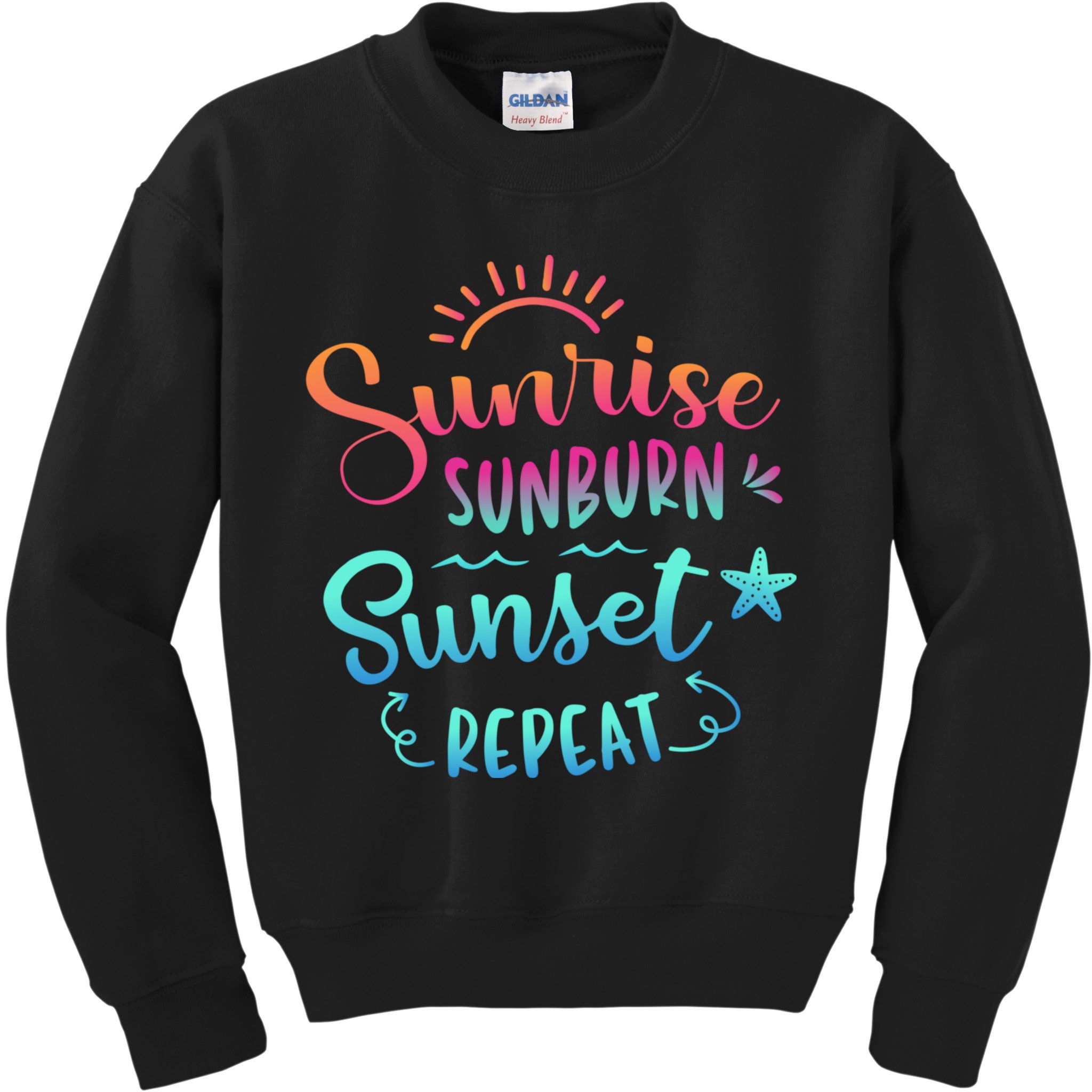 Beach Camping Sunrise Sunburn Sunset Repeat Summer Vacation Kids Sweatshirt