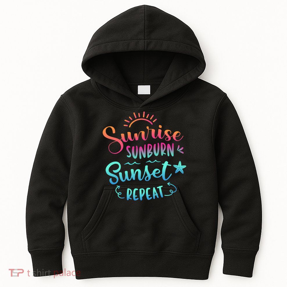 Beach Camping Sunrise Sunburn Sunset Repeat Summer Vacation Kids Hoodie