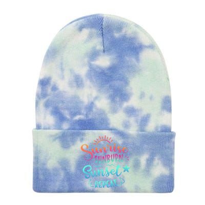 Beach Camping Sunrise Sunburn Sunset Repeat Summer Vacation Tie Dye 12in Knit Beanie