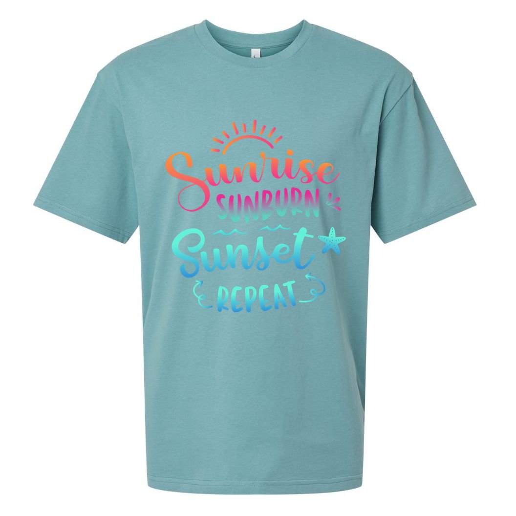 Beach Camping Sunrise Sunburn Sunset Repeat Summer Vacation Sueded Cloud Jersey T-Shirt