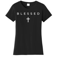 Blessed Cross Subtle Christian Minimalist Religious Faith Women's T-Shirt