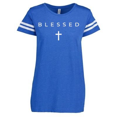 Blessed Cross Subtle Christian Minimalist Religious Faith Enza Ladies Jersey Football T-Shirt