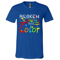 Broken Crayons Still Color V-Neck T-Shirt