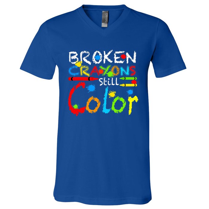 Broken Crayons Still Color V-Neck T-Shirt