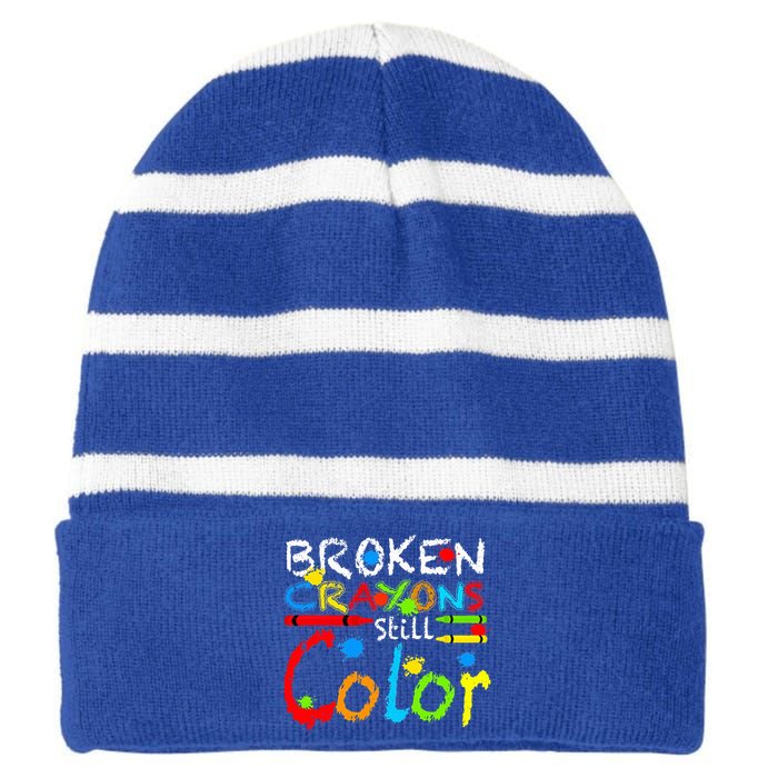 Broken Crayons Still Color Striped Beanie with Solid Band