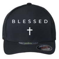 Blessed Cross Subtle Christian Minimalist Religious Faith Flexfit Unipanel Trucker Cap