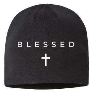 Blessed Cross Subtle Christian Minimalist Religious Faith Sustainable Beanie