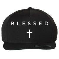 Blessed Cross Subtle Christian Minimalist Religious Faith Wool Snapback Cap