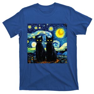 Black Cats Starry Night Vincent Van Gogh T-Shirt