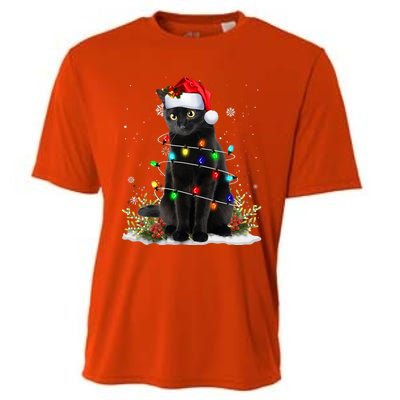 Black Cat Santa Christmas Family Matching Pajamas Xmas Cooling Performance Crew T-Shirt