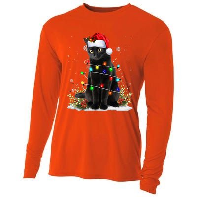 Black Cat Santa Christmas Family Matching Pajamas Xmas Cooling Performance Long Sleeve Crew