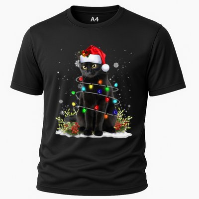 Black Cat Santa Christmas Family Matching Pajamas Xmas Performance Shirt