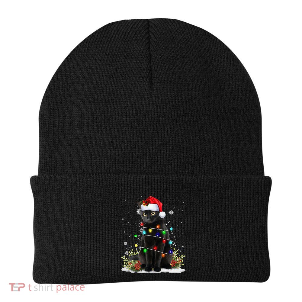 Black Cat Santa Christmas Family Matching Pajamas Xmas Beanie