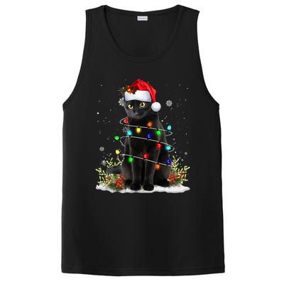 Black Cat Santa Christmas Family Matching Pajamas Xmas PosiCharge Competitor Tank