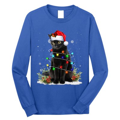 Black Cat Santa Christmas Family Matching Pajamas Xmas Long Sleeve Shirt