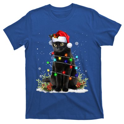 Black Cat Santa Christmas Family Matching Pajamas Xmas T-Shirt