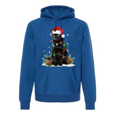 Black Cat Santa Christmas Family Matching Pajamas Xmas Premium Hoodie