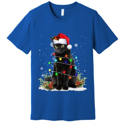 Black Cat Santa Christmas Family Matching Pajamas Xmas Premium T-Shirt
