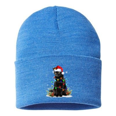 Black Cat Santa Christmas Family Matching Pajamas Xmas Sustainable Knit Beanie