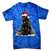 Black Cat Santa Christmas Family Matching Pajamas Xmas Tie-Dye T-Shirt