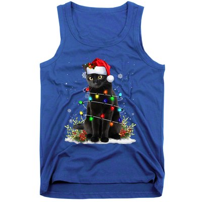 Black Cat Santa Christmas Family Matching Pajamas Xmas Tank Top